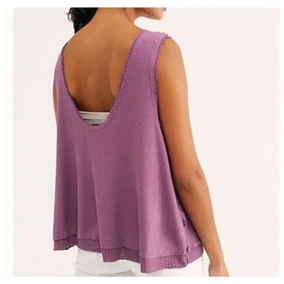 We the Free New Love Ribbed Knit Slouchy Tank Purple Large - Picture 2 of 7